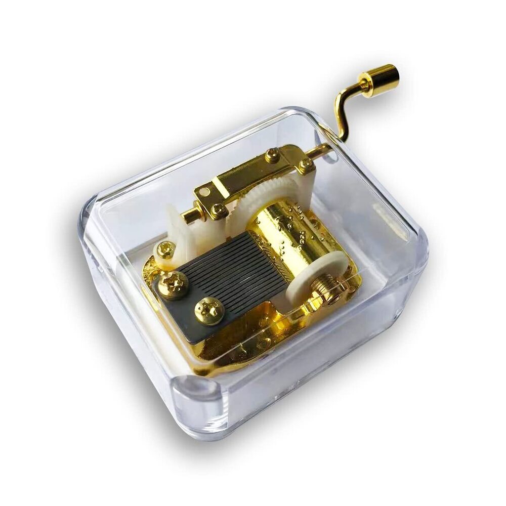 1378 Play Für Elise Clear Acrylic Hand Crank Music Box with Sankyo Musical